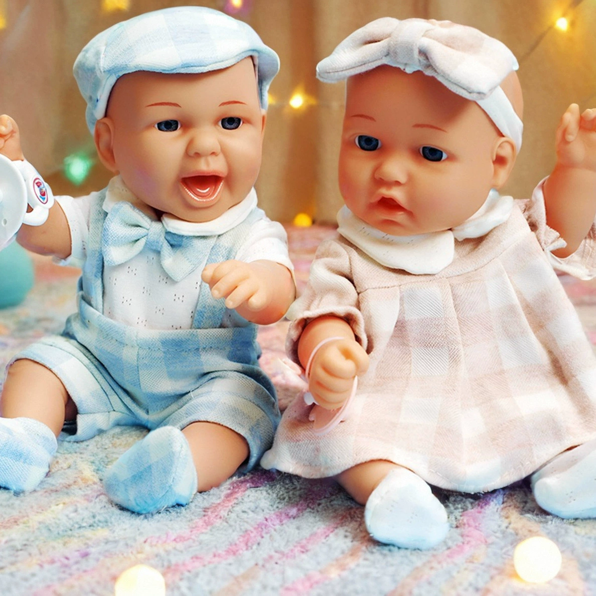 Realistic doll plastic, toy for baby for bath, feeding bottle, pacifier, 30 cm