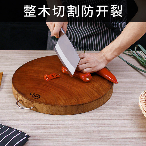 Vietnamese whole wooden round kitchenware logs commercial vegetable pier double-sided household cutting board solid wood cutting board iron wood cutting board