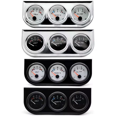 Cross-border bestseller 52mm car modification triple gauge: oil pressure gauge, KG water temperature gauge, C voltage gauge combination instrument 12V