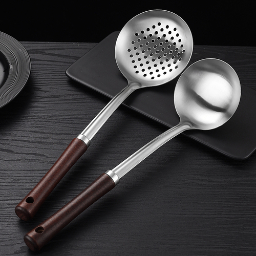 Wholesale handle stainless steel spatula, frying spatula, soup spoon home kitchen tool set, complete set of anti-scald iron spatula