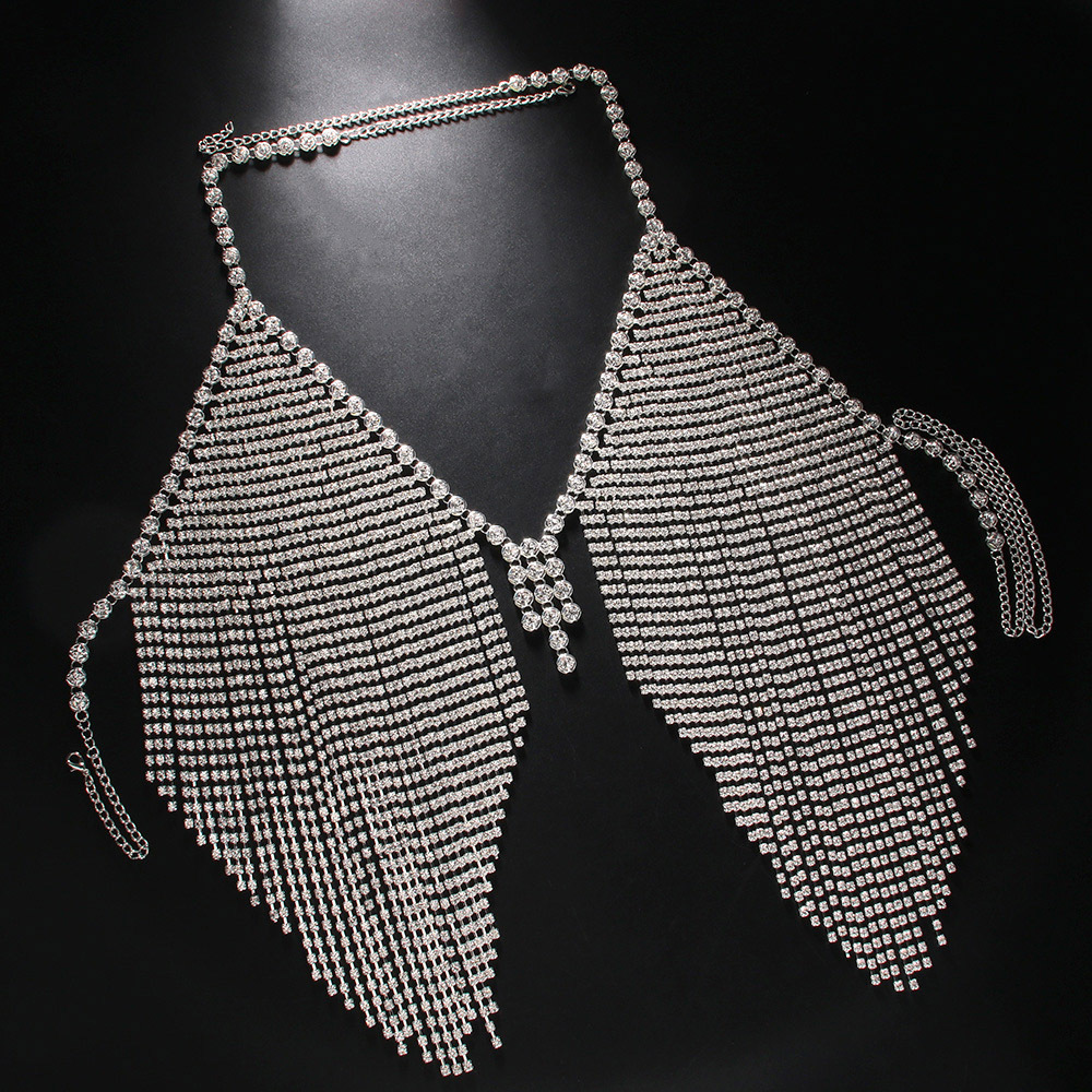 Transfronterizo nueva cadena de pecho de diamante Europa y los Estados Unidos sexy multicapa bordas cuello colgando joyas de pecho bikini cuerpo cadena