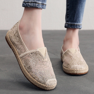 Old Beijing cloth shoes women's net shoes a pedal mesh breathable soft sole 25 summer new fisherman shoes flat women's shoes wholesale