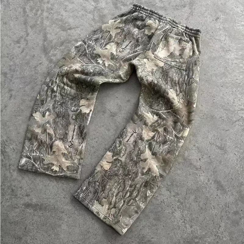 Leaves Camouflage 3D Printed Micro Lara Casual Pants Men's Loose Sports Outdoor Camouflage Wide Leg Trousers American Style Street Fashion