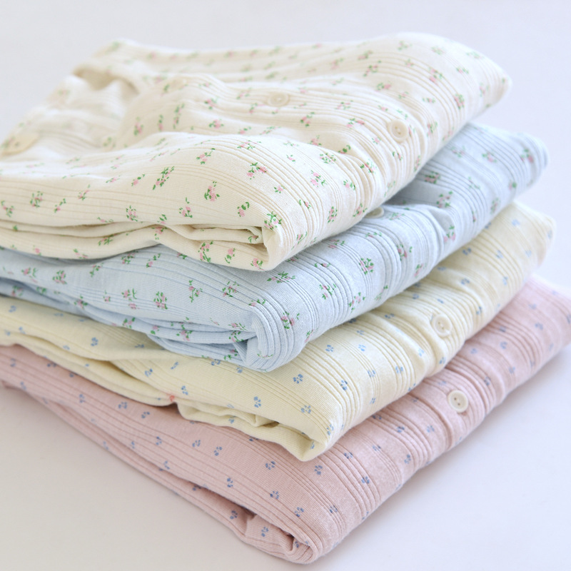 Cotton Jacquard Floral Pastoral Style High-End Floral Soft Pajamas for Women, Spring and Autumn Long-Sleeve Long-Pants Loungewear Cotton Jacquard Floral Pastoral Style High-End Floral Soft Pajamas for Women, Spring and Autumn Long-Sleeve Long-Pants Loungewear