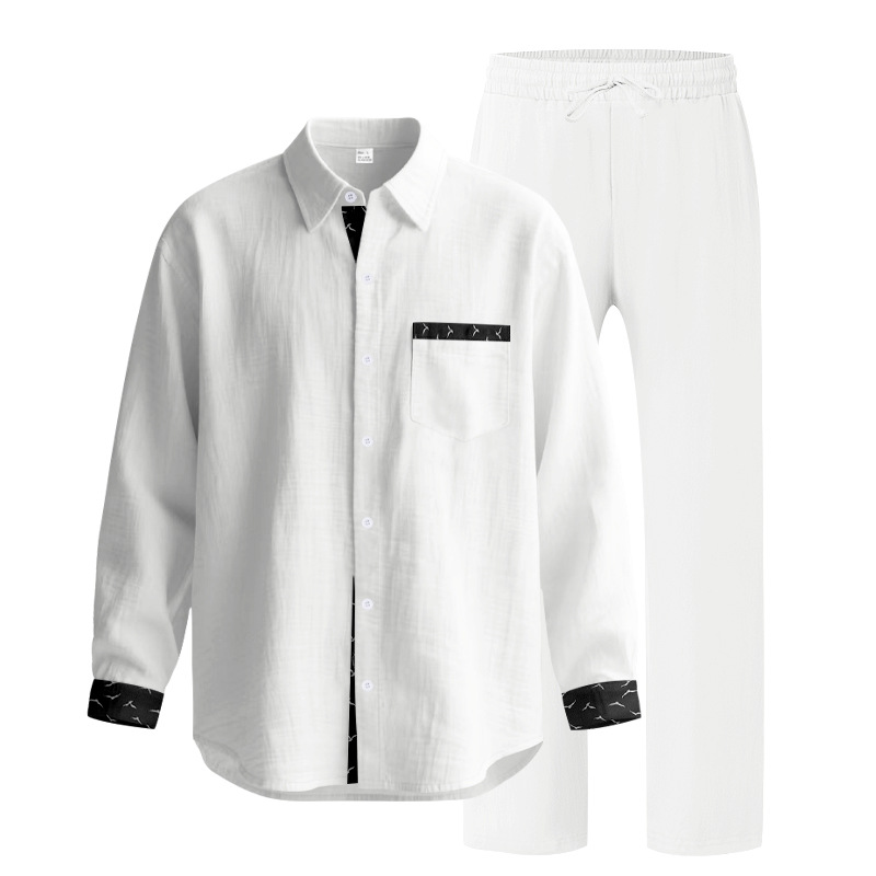 Completo in lino da uomo, set due pezzi stile old money_voghion.com