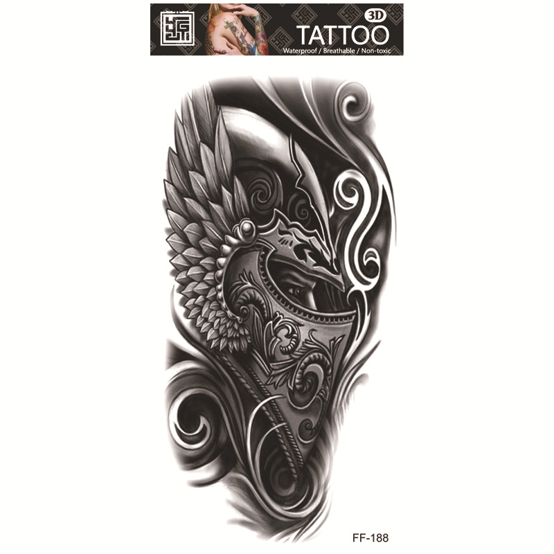 Yuanhua fábrica de pegatinas de tatuaje a prueba de agua en stock al por mayor cabeza de Lobo tótem texto árabe tatuaje pegatinas suministro transfronterizo