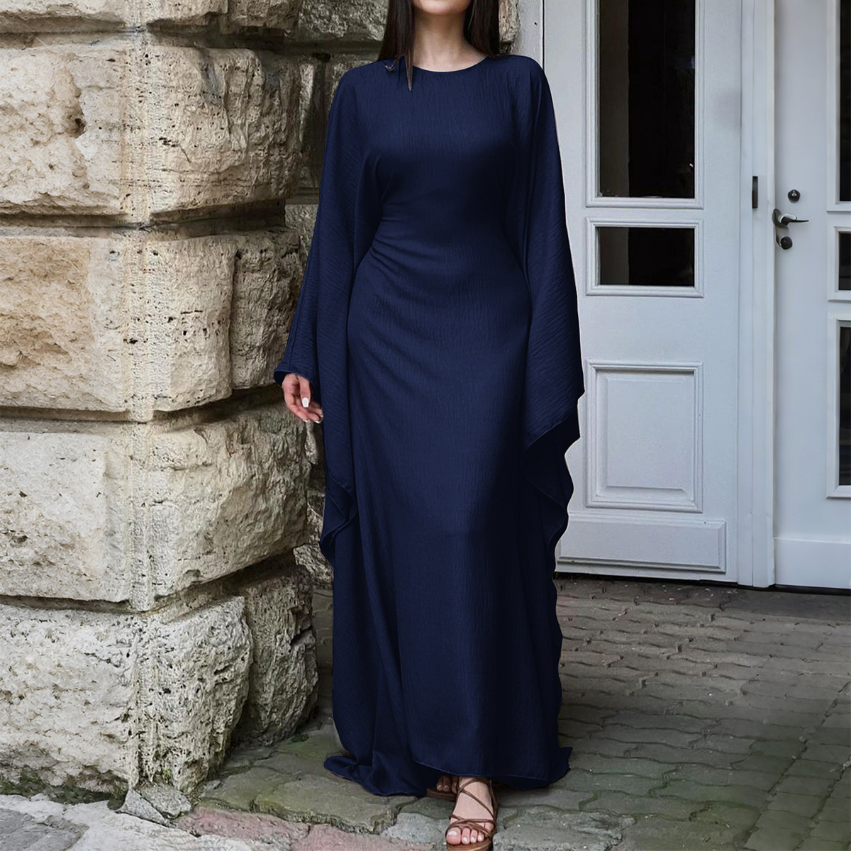 Women's Elegant Long-Sleeve Solid Color Dress