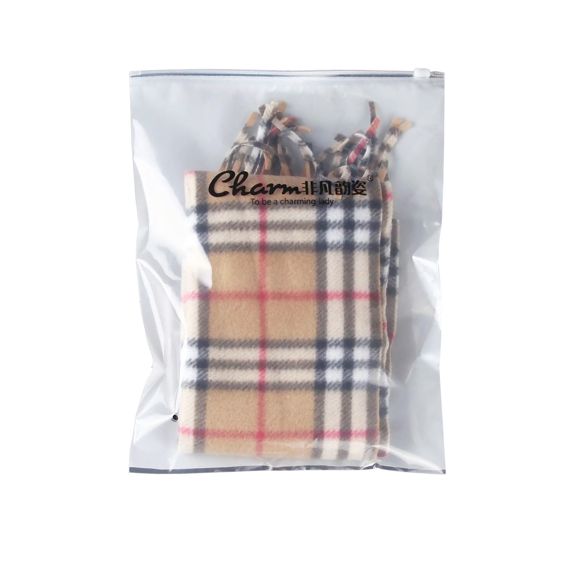 Advertencia de embalaje de ropa Bolsa grande con cremallera impresa Bolsa de embalaje LOGO Bolsa con cremallera de plástico transparente para ropa esmerilada