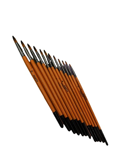 Cross-border Amazon 12 watercolor brushes oil painting acrylic set round head wooden pole student nylon hair brush