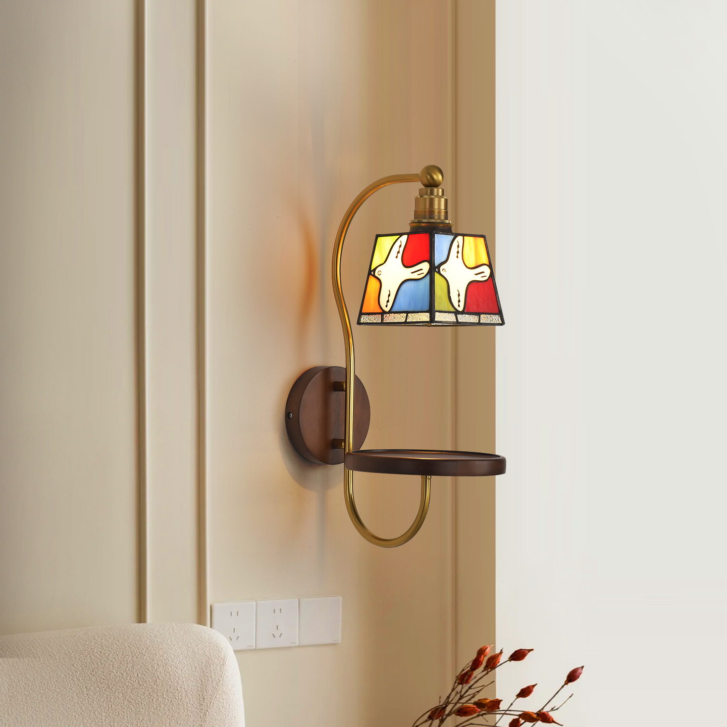 Residencia de estilo medieval lámpara de pared café sala de estar sala de estudio comedor lámpara de cabecera de cama de escritorio diseñador lámpara de pared 003L