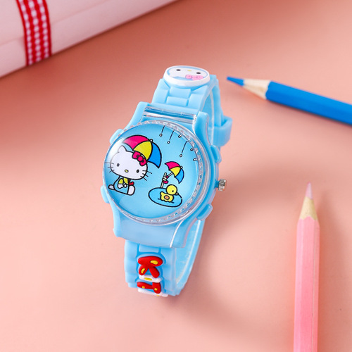 Caterpillar Flip Rotating Children's Watch Sanrio Hello Kitty Stress Relief Watch for Young Students, Cute for Boys and Girls