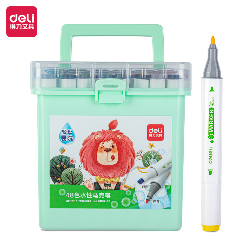 Deli 70812 serie lavable a base de agua triángulo marcador acuarela pluma niños pintura color pluma traje