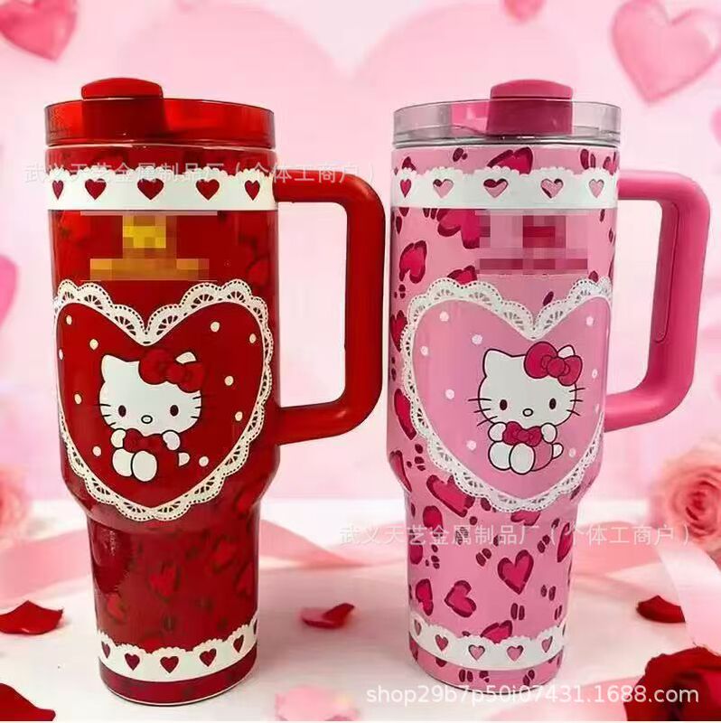 New Sanrio 40oz Handle Ice Cup Stainless Steel Stanley Insulated Stylish Large Capacity Car Cup