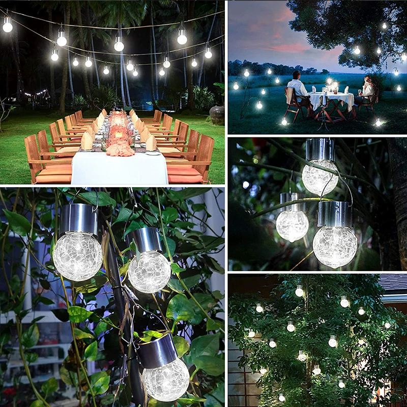 LED-путешествующая лампа солнечный свет, стеклянная потолочная лампа для беседки, украшения, висячие огни