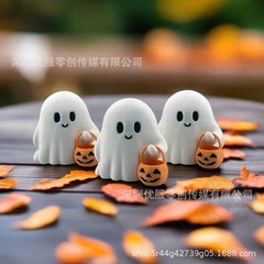 跨境Cute Tiny Trick or Treat Ghost可爱的小鬼魂万圣节桌面装饰