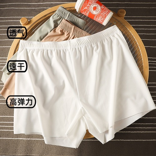 Men's thin, breathable, loose ice silk briefs, A-socket shorts for boys, plain color, simple sportswear, home four-square shorts