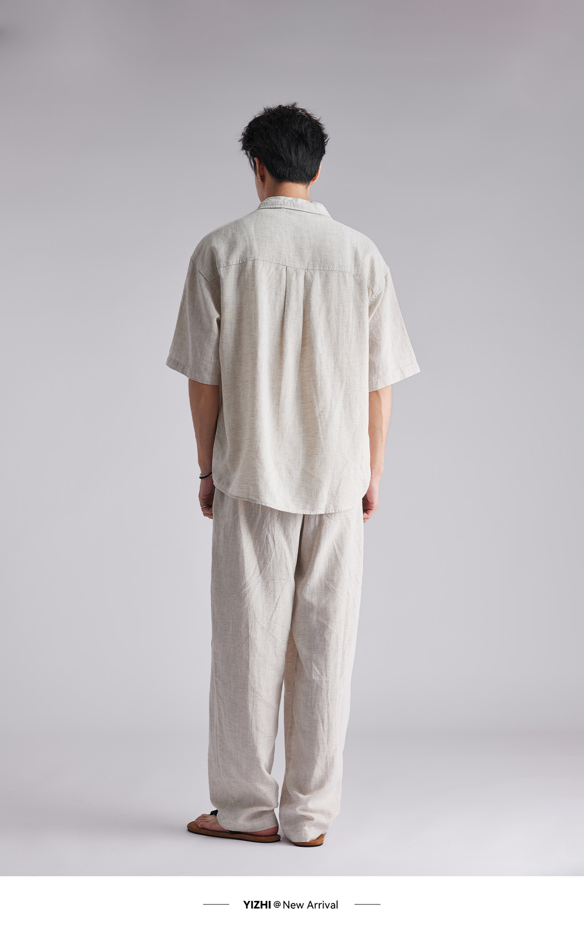 Bộ sơ mi linen tay ngắn nam phong cách lịch lãm, thoáng mát — Xanh navy chi tiết 16
