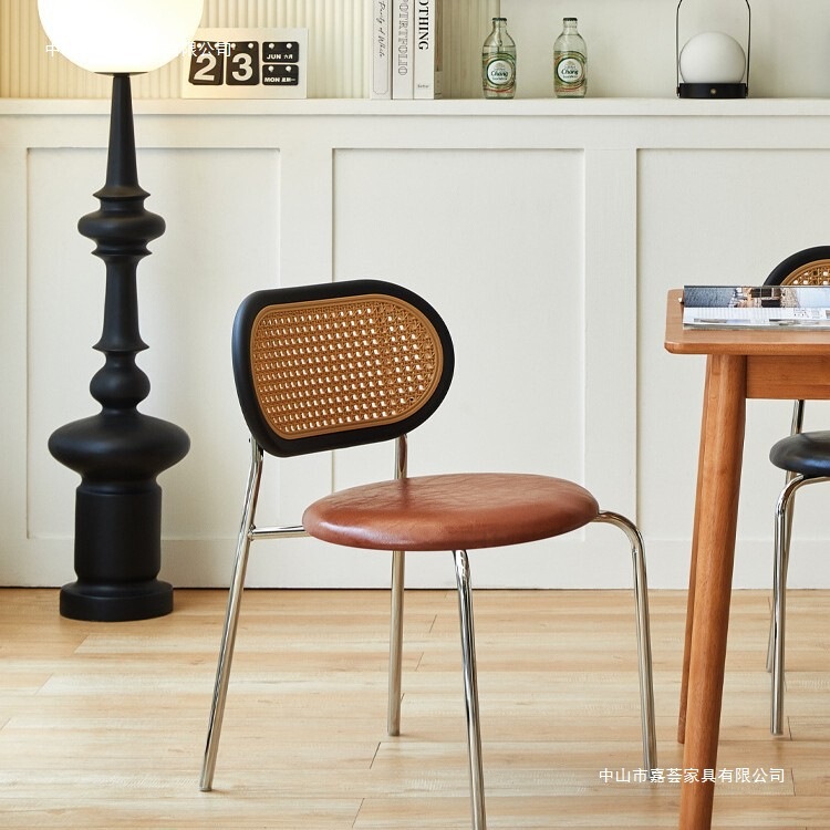 Nordic Rattan Dining Chair New Solid Wood Home Light Luxury Ins Imitation Vintage Internet-Famous Homestay Restaurant Retro Woven Rattan Backrest Nordic Rattan Dining Chair New Solid Wood Home Light Luxury Ins Imitation Vintage Internet-Famous Homestay Restaurant Retro Woven Rattan Backrest