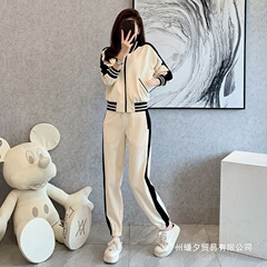 学院风运动套装女秋季2025新款休闲减龄拼接撞色棒球服时尚两件套