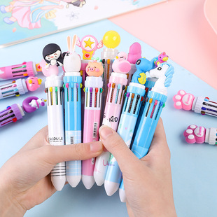 Net red small fresh creative cute new oil pen ten color Net red multi-functional multi-color one 10 color ballpoint pen batch