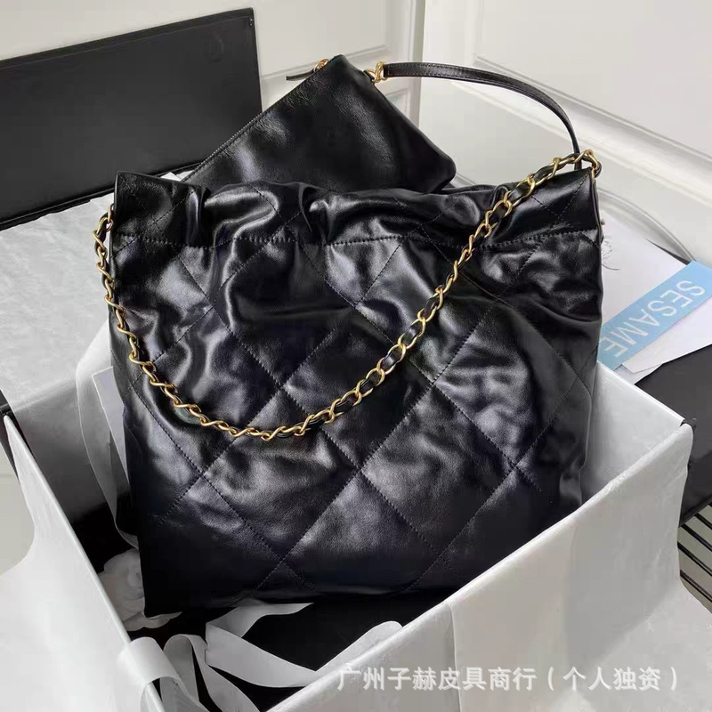 原厂皮小香风22bag垃圾袋迷你子母链条菱格托特购物袋单肩斜挎包|undefined