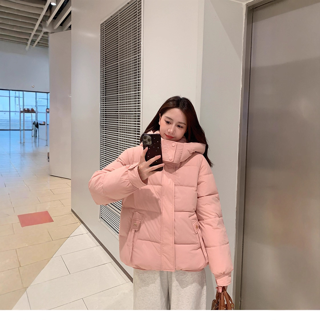 Invierno con capuchón nuevo tipo de ropa de algodón corta gruesa ropa de algodón coreana abrigo de algodón calentamiento suelto chaqueta de algodón