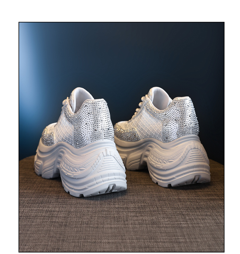 Giày sneaker nữ đế dày lưới thoáng khí đính đá rhinestone — Màu trắng chi tiết 20