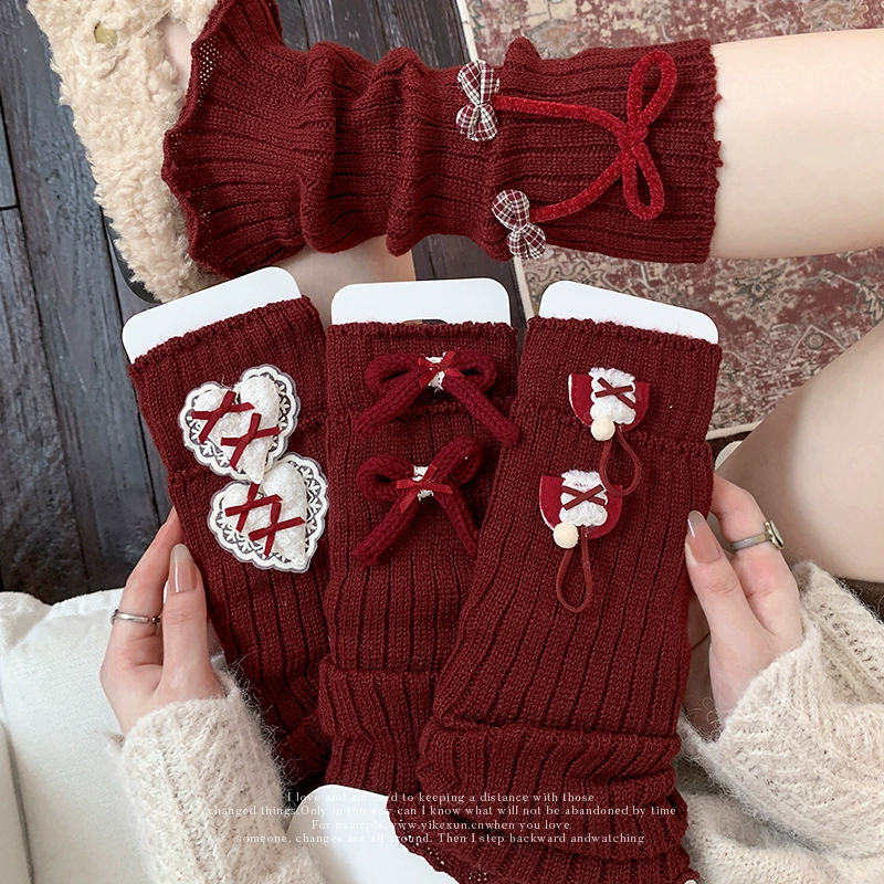 Сапоги из хлопка Gaiters, красный японский демисезонный комплект с бантом, стиль Лолита
