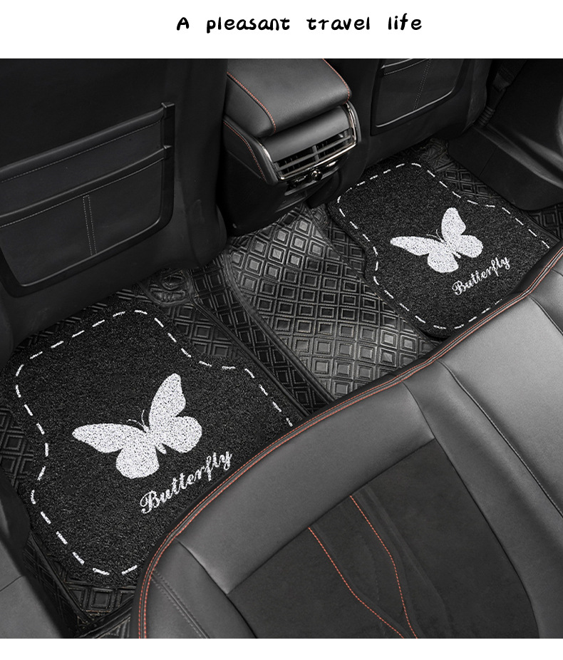 Blue Rain Car Floor Mat for Main Driver, Cute Girl Car Anti-Dirt Foot Mat, Car Carpet, Car Mat, Floor Mat, Wire Loop