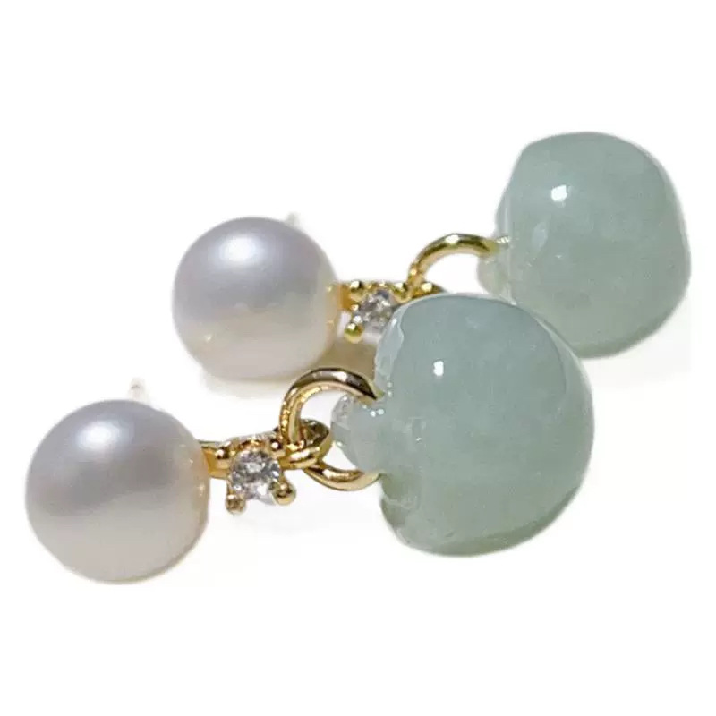 S  바늘 여성을위한 간단하고 다재다능한 귀걸이 천연 진주와 옥 귀걸이 틈새 간단한 새로운 중국 스타일 귀걸이