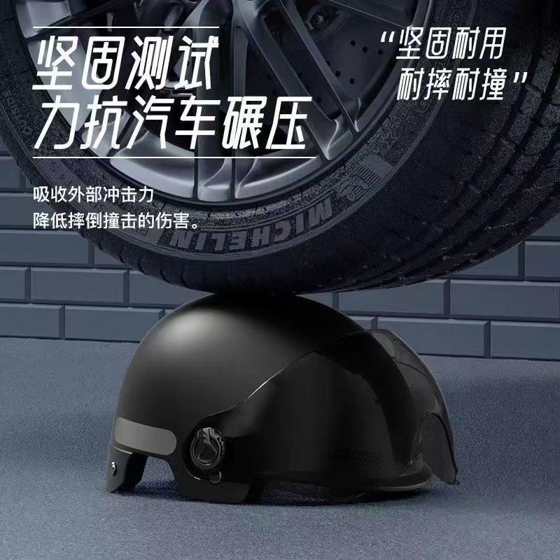 3C Certified Electric Battery Bike Helmet for Men and Women, Summer Safety Helmet, Universal Motorcycle Autumn and Winter Half Helmet with Ear Protection for All Seasons