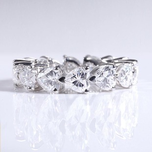Xiaohongshu’S Popular Heart-Shaped Moissanite Ring, Full Circle Full of Diamond Rows, Fashionable and Versatile Ring, Source Manufacturer Wholesale