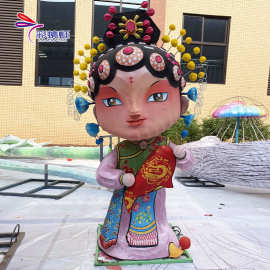 商场网红酒店吉祥物公仔花灯彩绘人物模型摆件传统人物造型灯彩灯