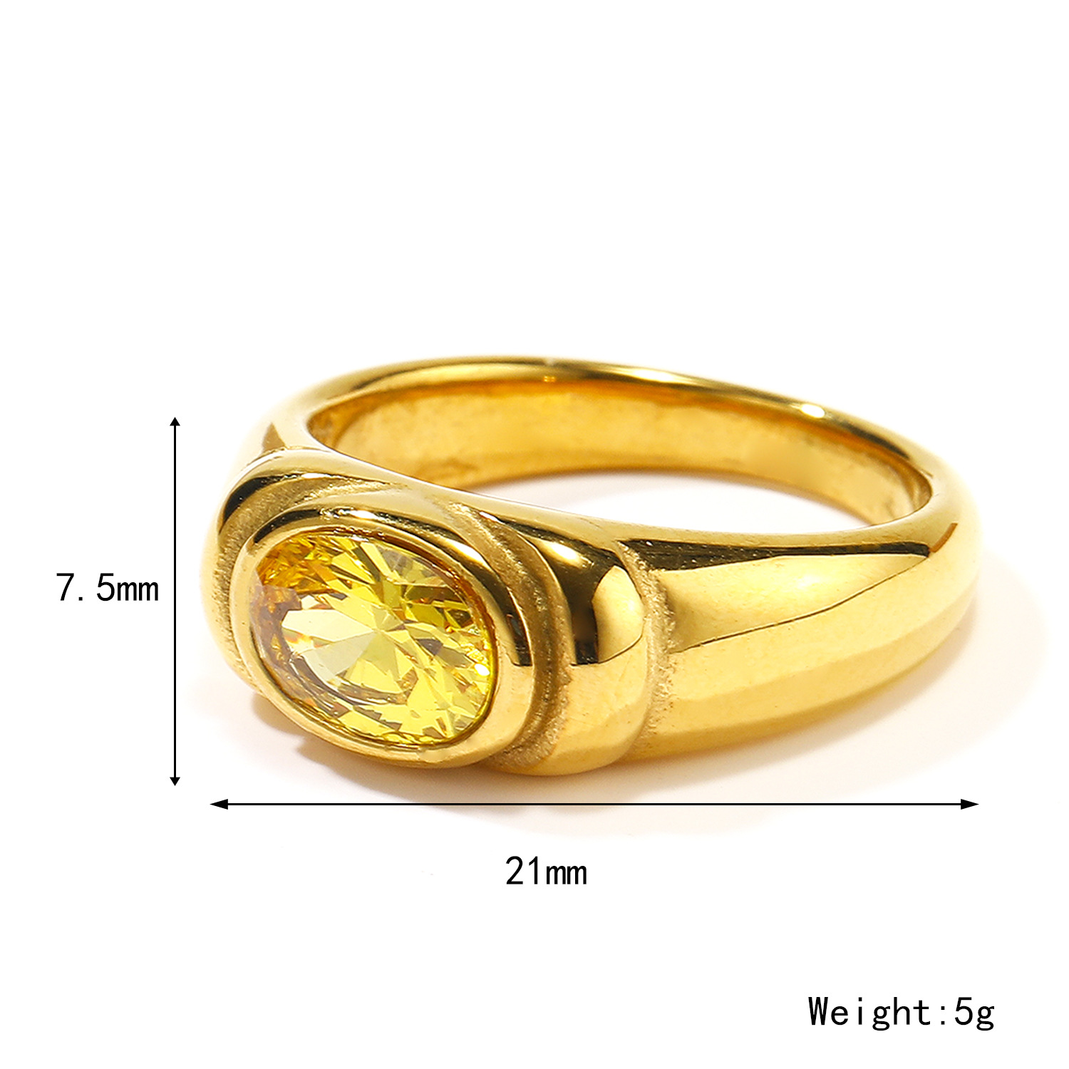 Retro Oval Titanium Steel Inlay Zircon Rings 1 Piece display picture 1