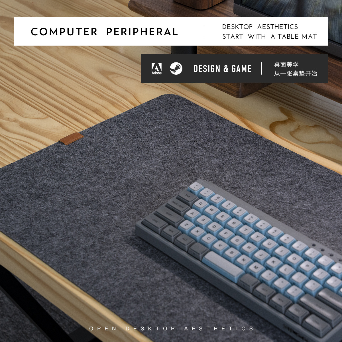 Alfombrilla de ratón de fieltro extra grande, para escritorio, antideslizante bajo el teclado, almohadilla de escritura de doble cara