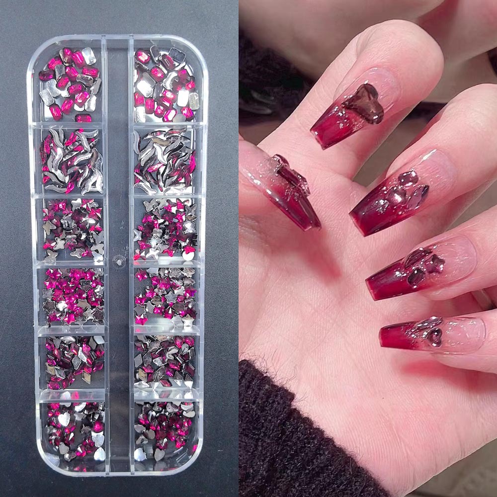 Accesorios para uñas Mini diamantes para uñas Diamantes planos de forma especial Blanco rosa champán Accesorios para uñas súper brillantes