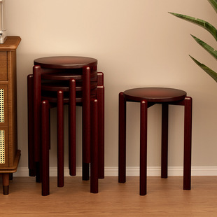 Stool Dining Table Home Living Room Stackable Bamboo Non-Solid Wood Round Stool Strong Thickened Does Not Take up Space High Stool