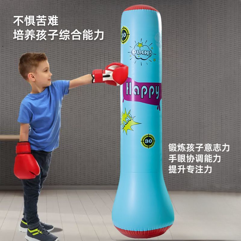 Inflatable Boxing Kidsren's Tumbler Sandbag Vertical Decompression Sandbag Home Training Kidsren's Toy Boxing Column Family