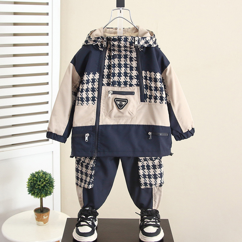 6204 traje de chaqueta para niño 2025 primavera y otoño nuevo estilo ropa para niños abrigo de otoño mono para bebé de dos piezas