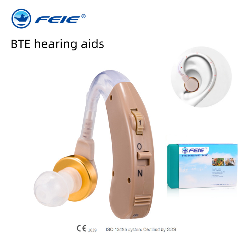 飞鹅跨境耳背式助听器模拟老人耳聋无线耳背助听器hearing aids