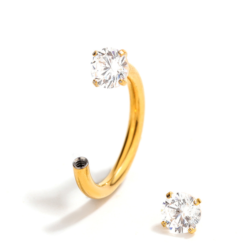 Titan Nasenpiercing Stecker Aus Titan Mit Stein C-form_voghion.com