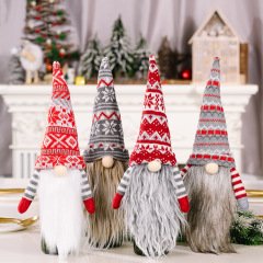 国境を越えた新しいクリスマス装飾品欧米風ニット顔のない老人の長いひげの赤い瓶の帽子の瓶のカバー