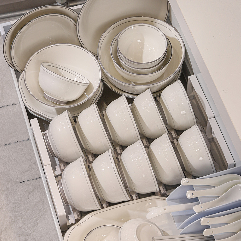 Underglaze Color Rice Bowl Light Luxury High Color Value Nordic Style 2024 New Plate Housewarming Ceramic Dishes suit Household