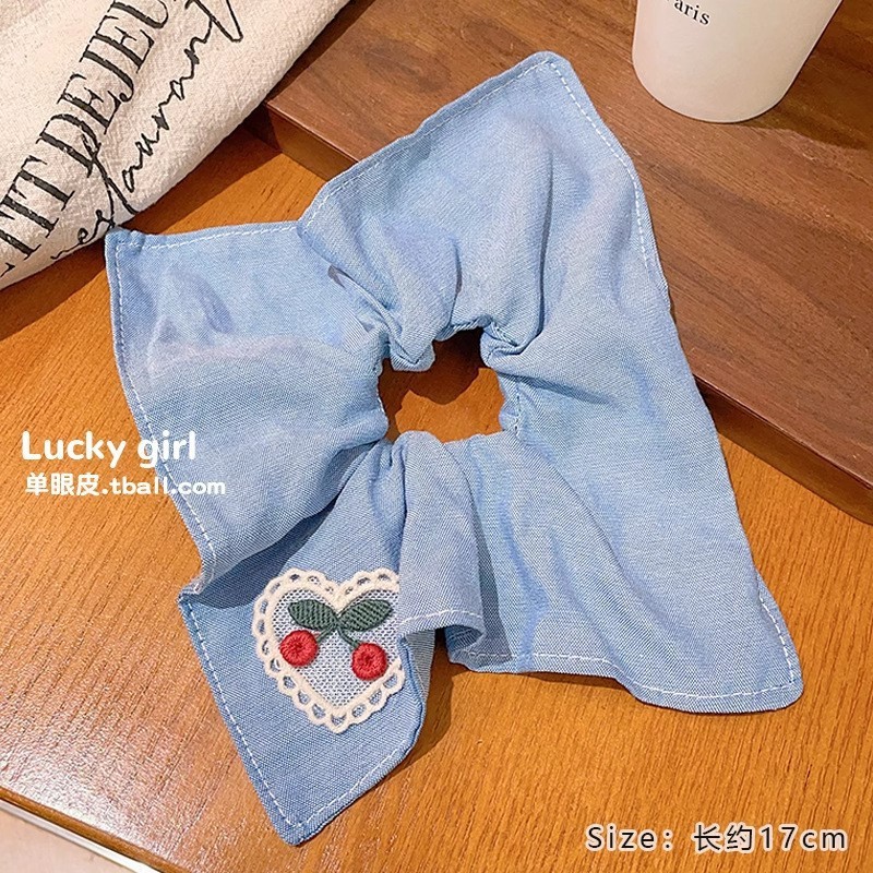 甜美蕾丝花边蝴蝶结方巾大肠发圈女高级感慵懒风超大号发圈扎头发|undefined