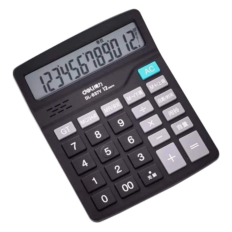 Calculadora de voz 837Y con anuncios de voz, teclas grandes de 12 dígitos, pantalla grande, visualización precisa para contabilidad financiera y uso en oficina.