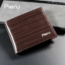 外贸新款商务男式钱包短款木纹油边时尚青年钱夹多卡位横款零钱夹