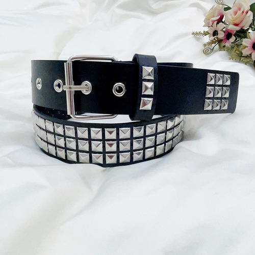 Cross-border best-selling jeans with belt buckle decoration, punk hip-hop style leather wide waistband for women, stylish and fashionable