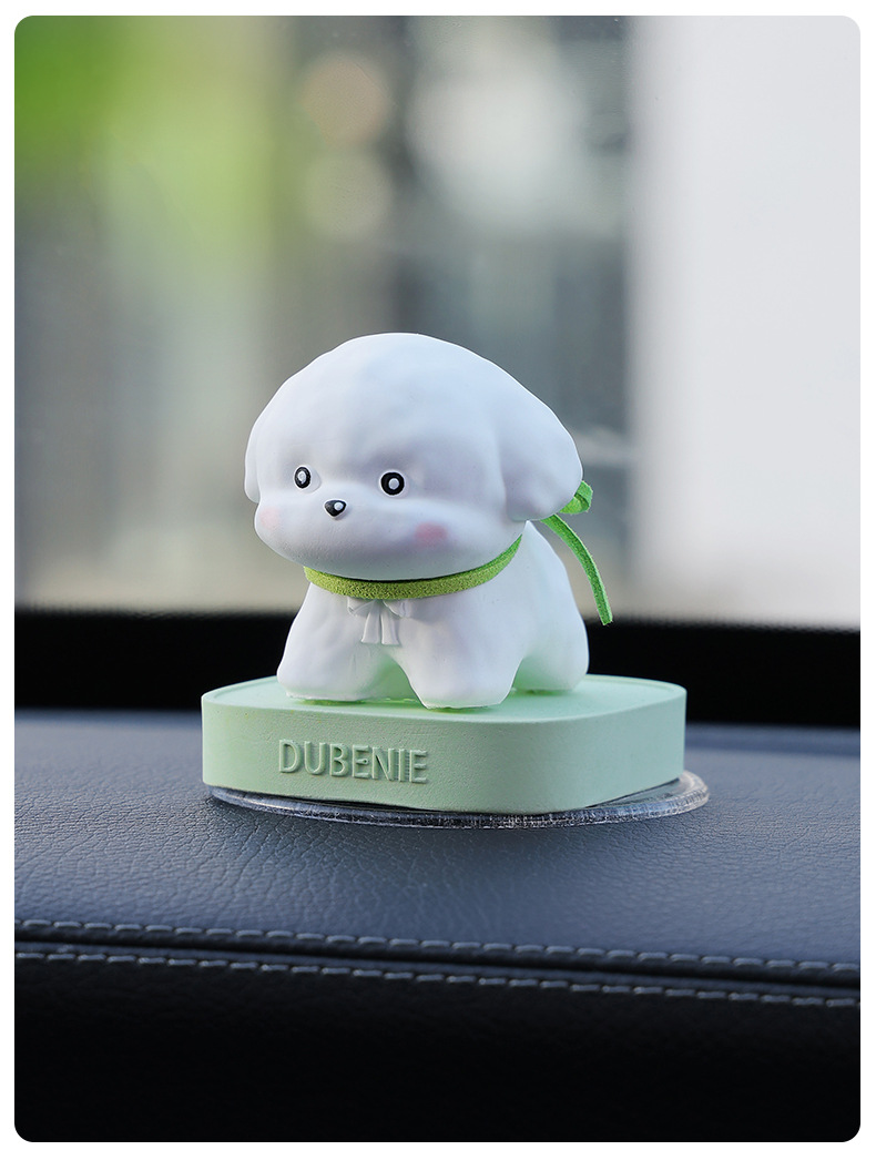 Small Milk Dog Car Aromatherapy Center Console Ornaments Diffuser Stone Cute and Lively Bichon Car Small Fresh Home Accessories