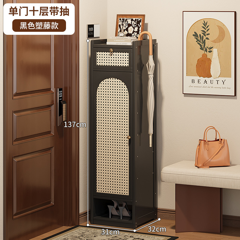 플라스틱 등나무 단일 도어 10겹 검정색