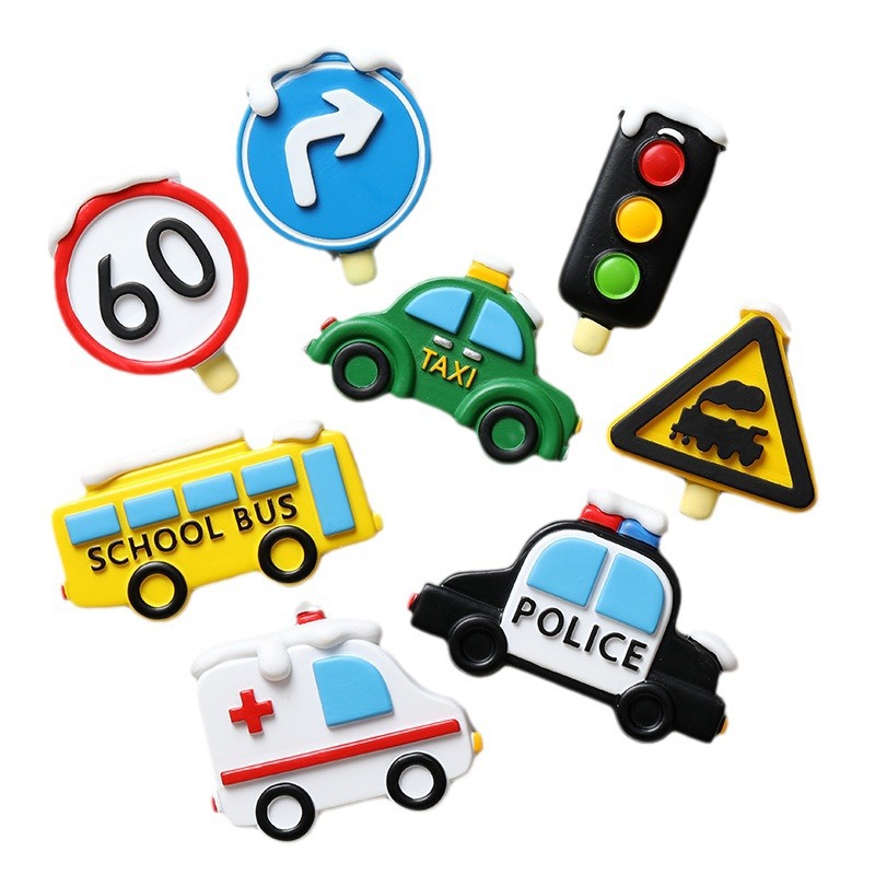 自動車交通標識冷蔵庫ステッカーマグネットマグネットクリエイティブdiy樹脂部品文創製品アニメかわいい